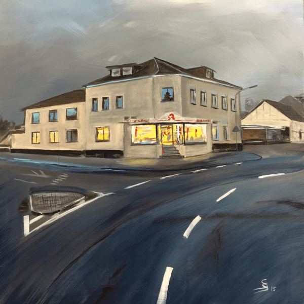 Village and Surroundings „Crossing Pharmacy Barbara“,60 x 60 cm, acryl on canvas
