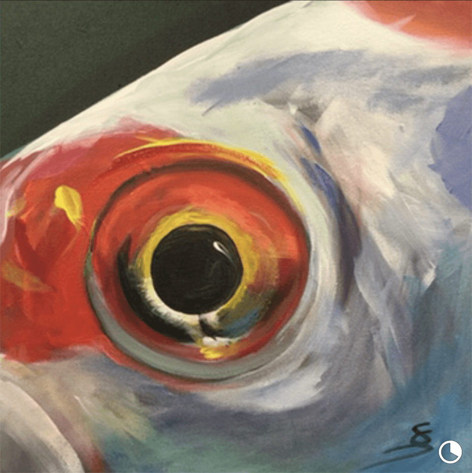 <p><strong>Augenblicke „Fisch“</strong>, 20 x 20 cm, Acryl auf Leinwand</p>
