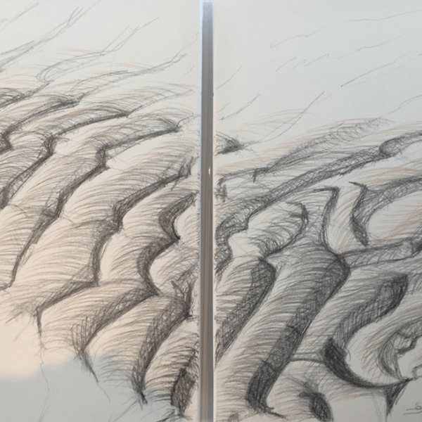 Sandwellen, 70 x 50 cm (2 x), Zeichnung / Graphit
